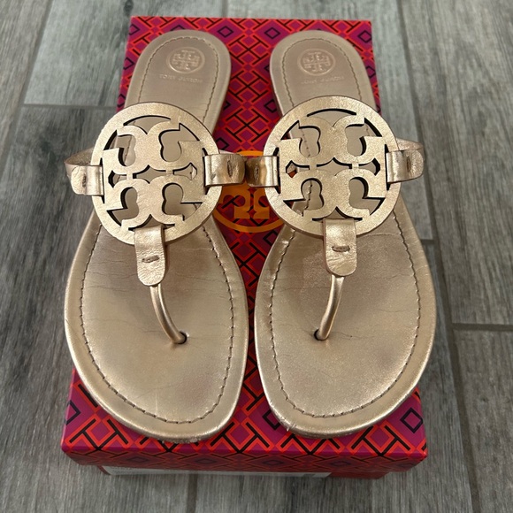 🎀Authentic Tory Burch Miller Sandals & Box Sz10 Rose Gold 💎 - Picture 5 of 11